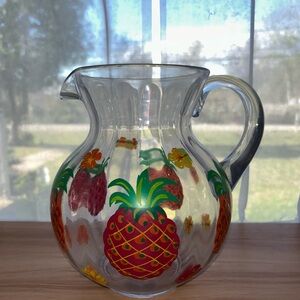 Vintage Tropical Pineapple Glass Pitcher (Set of 3)